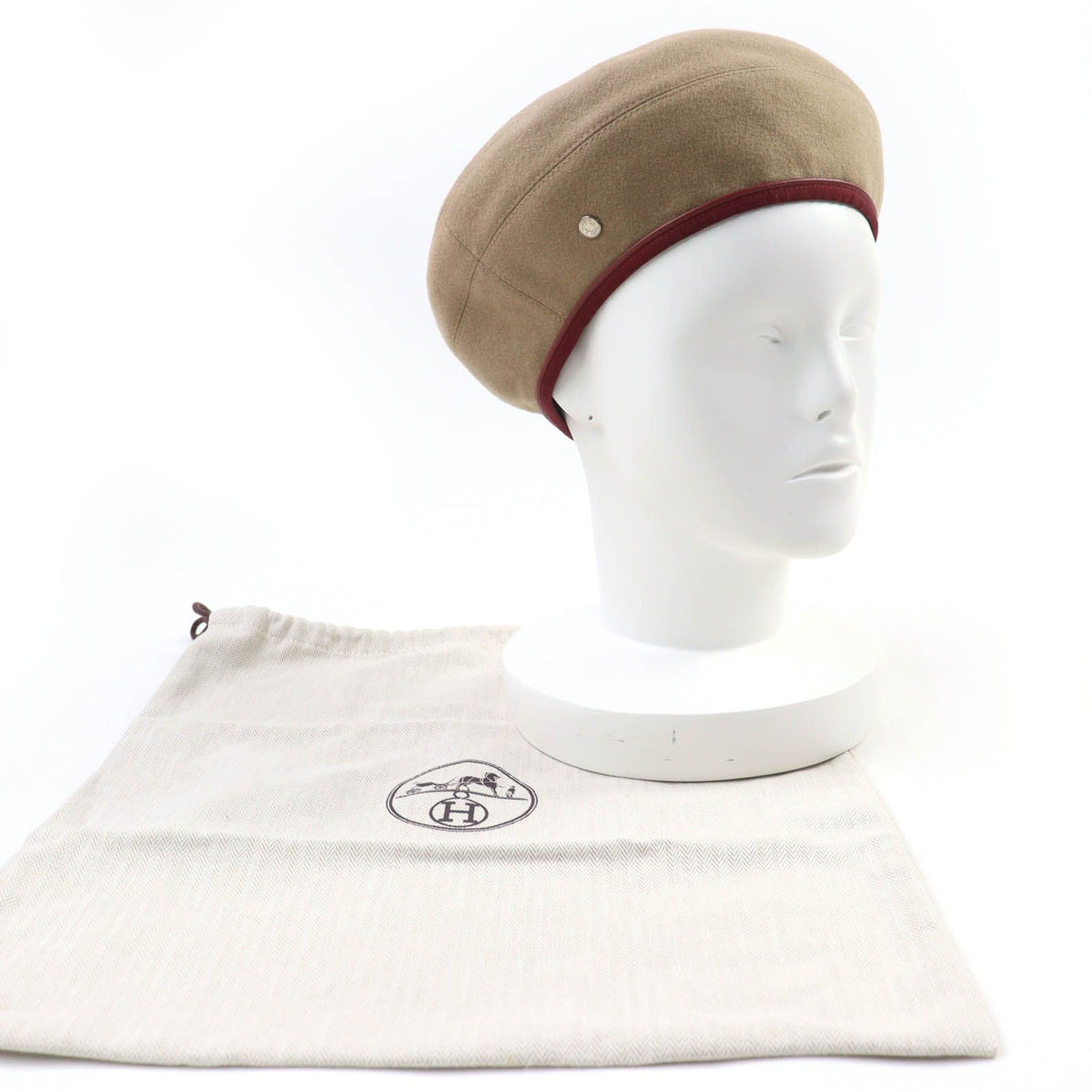 Hermes Santoreno Cashmere 100% Silver Seller Beret Brown 58 Hat — view 2