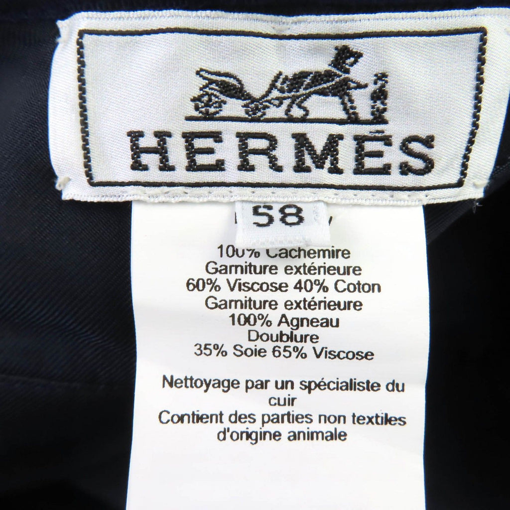 Hermes Santoreno Cashmere 100% Sellier Buttons Leather Beret Wine Red 58 Hat — view 8
