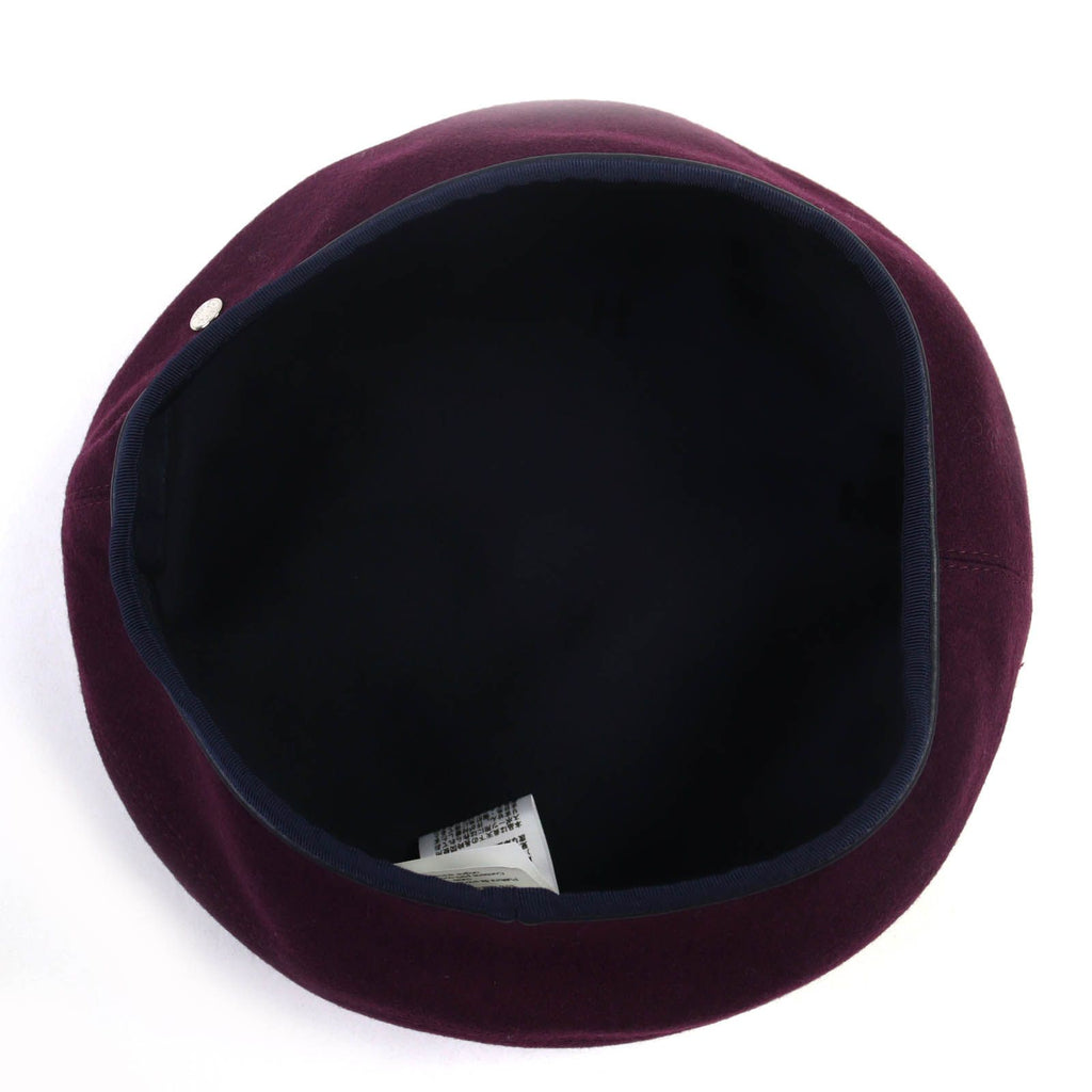 Hermes Santoreno Cashmere 100% Sellier Buttons Leather Beret Wine Red 58 Hat — view 6