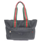 Gucci Nylon Sherry Line Web Large Logo Tote Bag Black