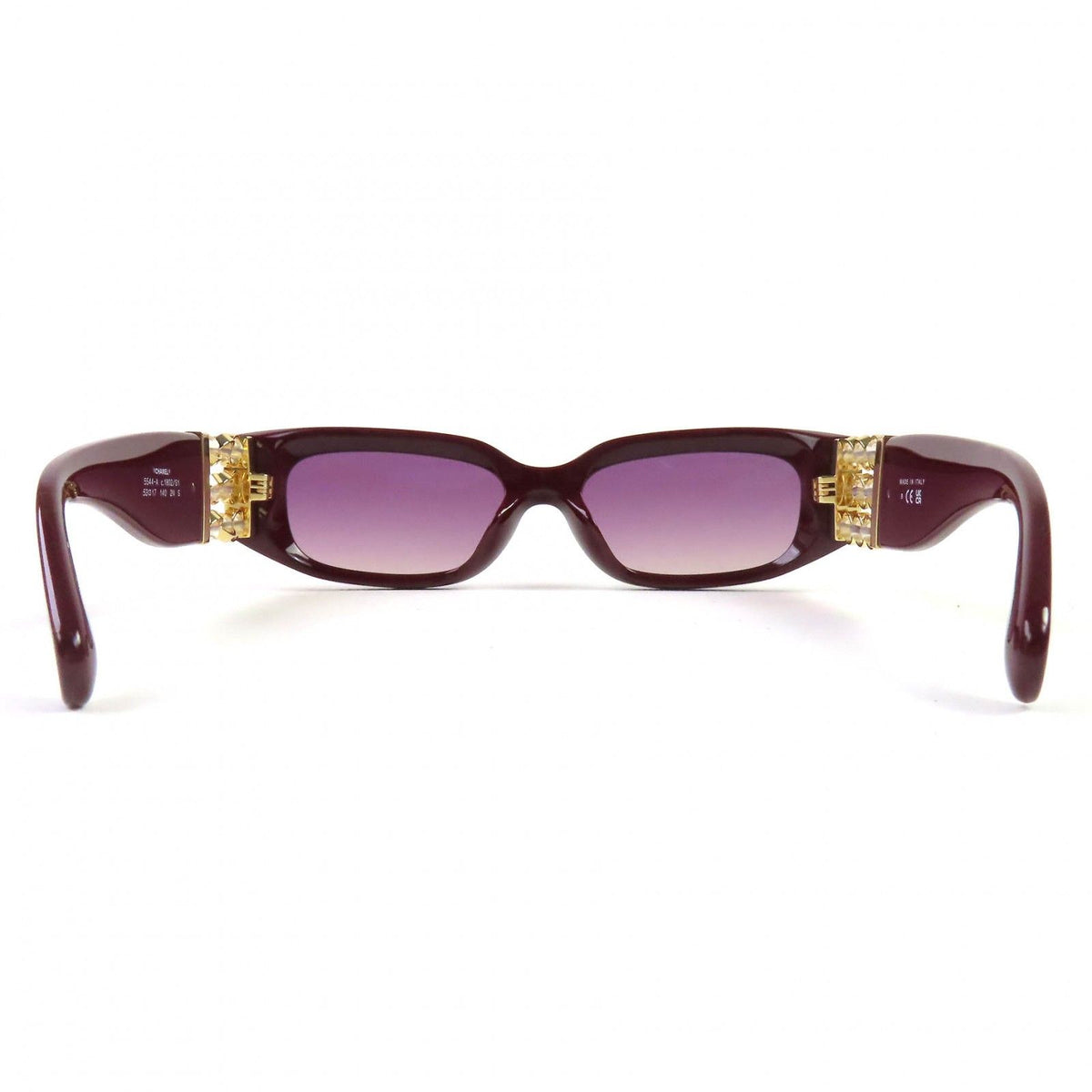 Chanel CC Logo Oval Shape Eyewear Sunglasses Burgundy Gold Demo Lens — view 5