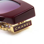 Chanel CC Logo Oval Shape Eyewear Sunglasses Burgundy Gold Demo Lens — view 8