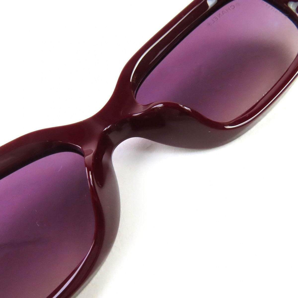 Chanel CC Logo Oval Shape Eyewear Sunglasses Burgundy Gold Demo Lens — view 6