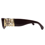Chanel CC Logo Oval Shape Eyewear Sunglasses Burgundy Gold Demo Lens — view 3