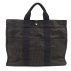 Hermes Herline MM Silver H Logo Sellier Buttons Canvas Tote Bag Gray — view 2