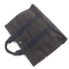 Hermes Herline MM Silver H Logo Sellier Buttons Canvas Tote Bag Gray — view 5