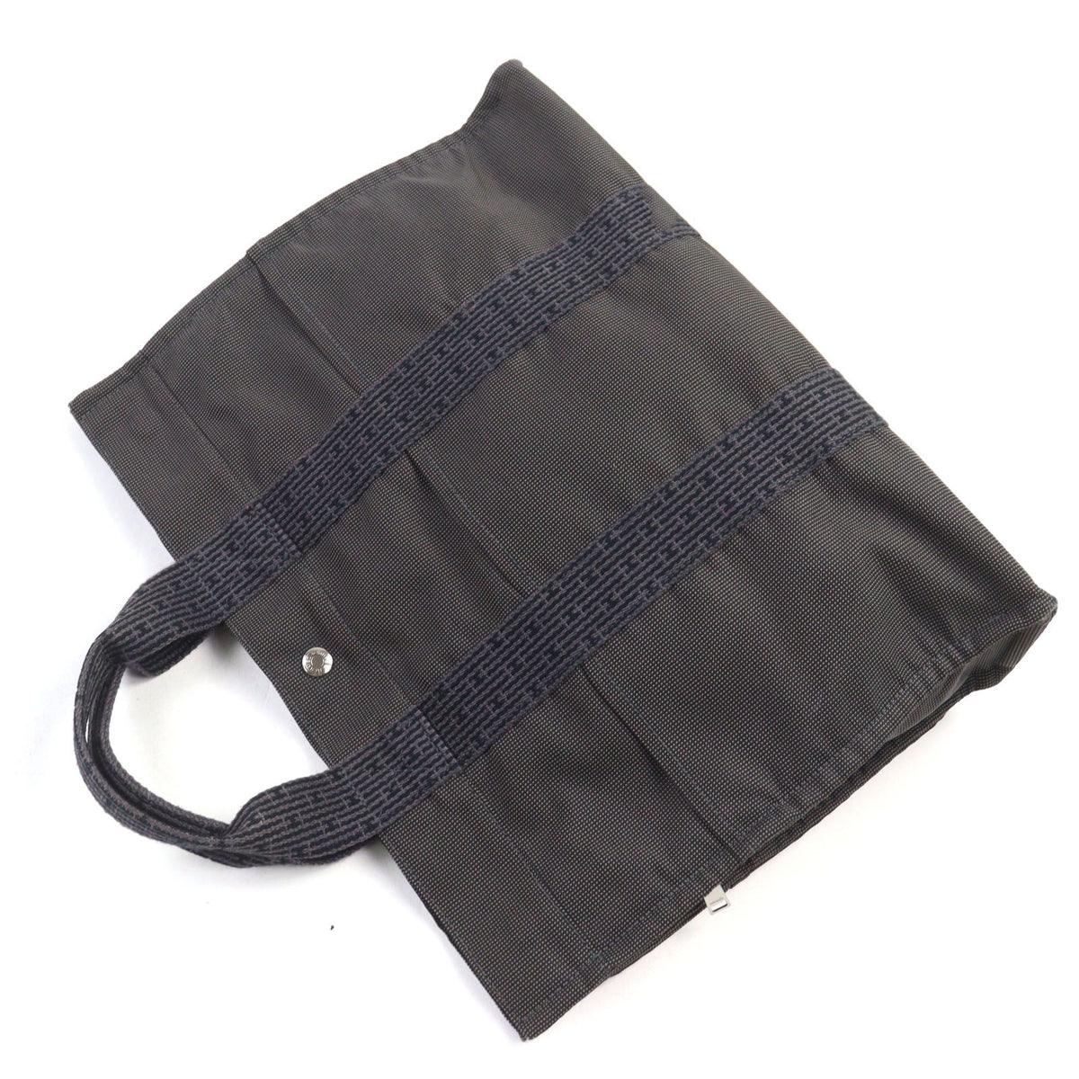 Hermes Herline MM Silver H Logo Sellier Buttons Canvas Tote Bag Gray — view 5