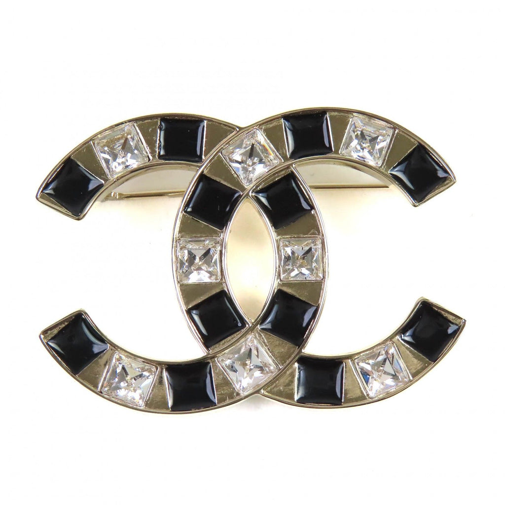 Chanel CC Logo Bijou Brooch Gold Black