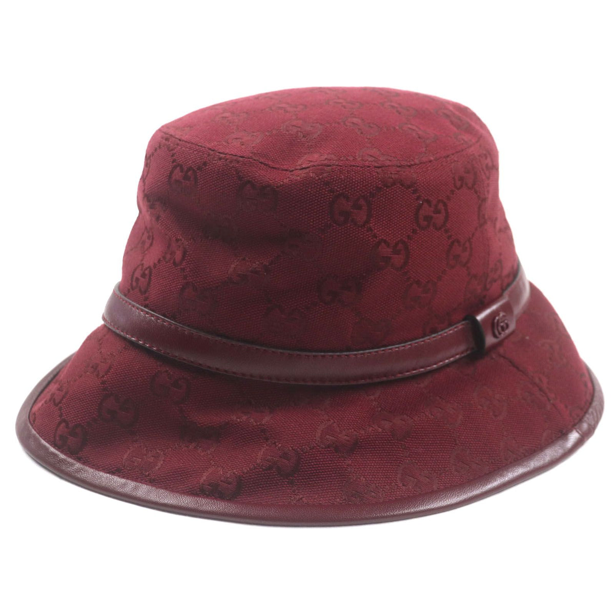 Gucci GG Monogram Leather Hat Bucket Hat Bordeaux 58