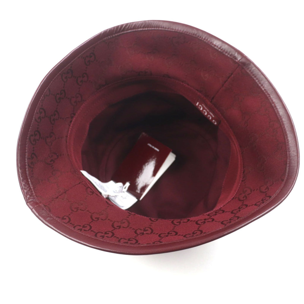Gucci GG Monogram Leather Hat Bucket Hat Bordeaux 58 — view 7