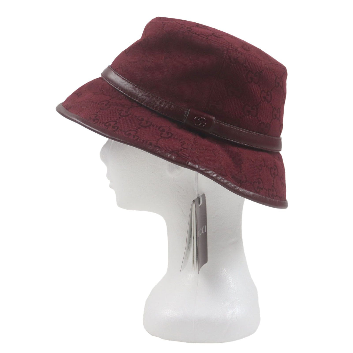 Gucci GG Monogram Leather Hat Bucket Hat Bordeaux 58 — view 4