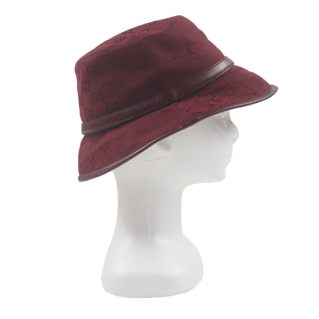 Gucci GG Monogram Leather Hat Bucket Hat Bordeaux 58 — view 6