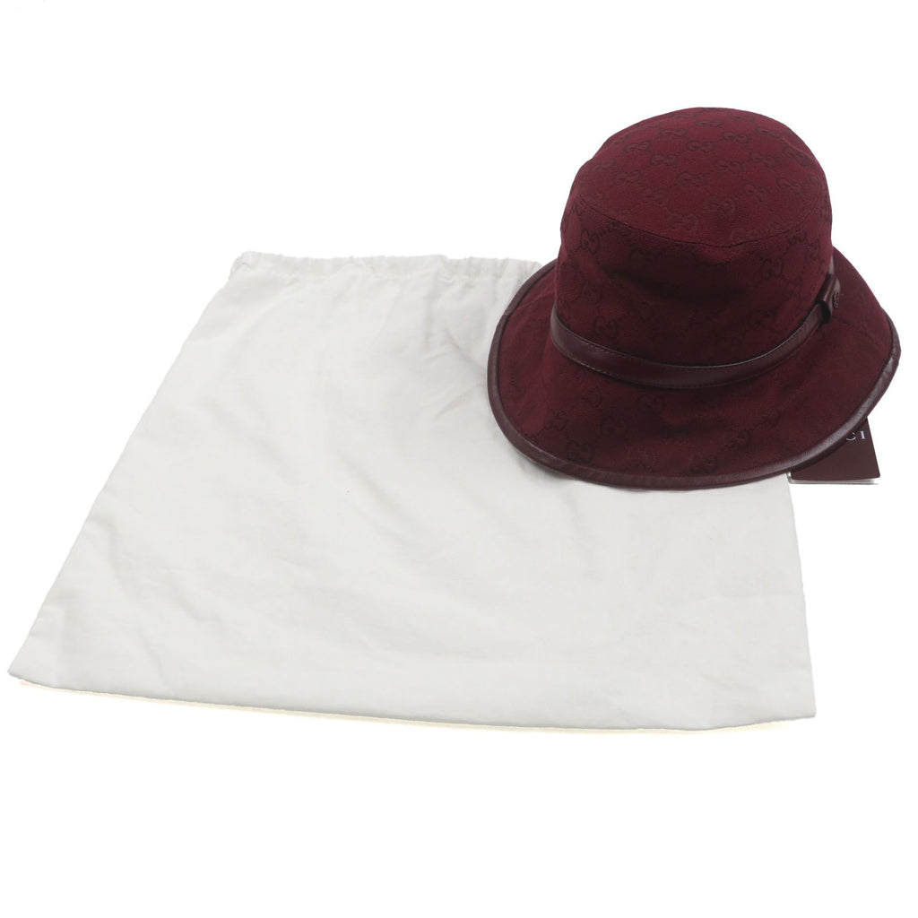Gucci GG Monogram Leather Hat Bucket Hat Bordeaux 58 — view 2
