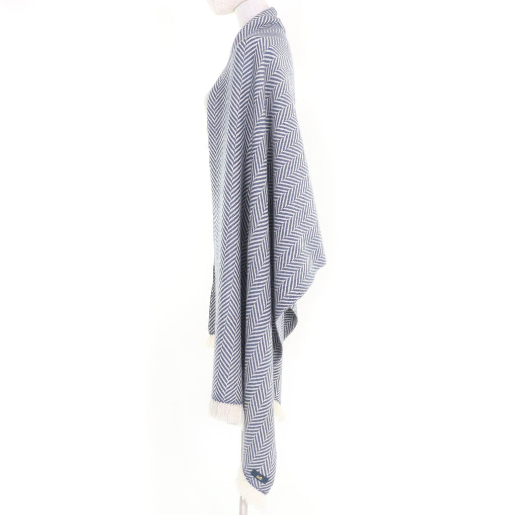 Hermes Cashmere 100% Cowhide Blunt Tag Chevron Pattern Large Scarf Shawl — view 4