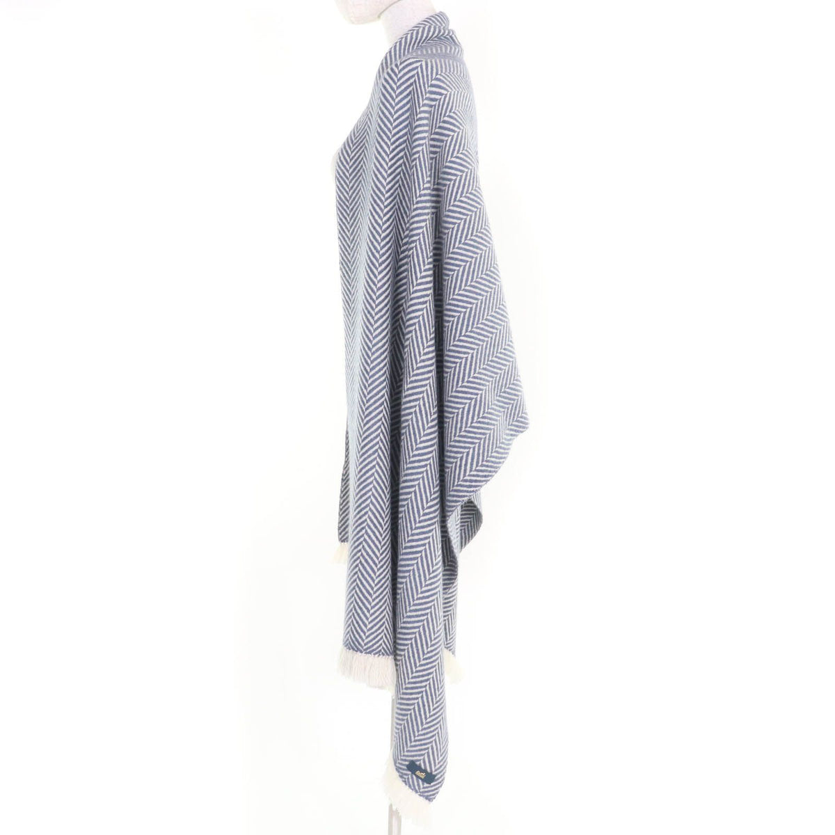 Hermes Cashmere 100% Cowhide Blunt Tag Chevron Pattern Large Scarf Shawl — view 4