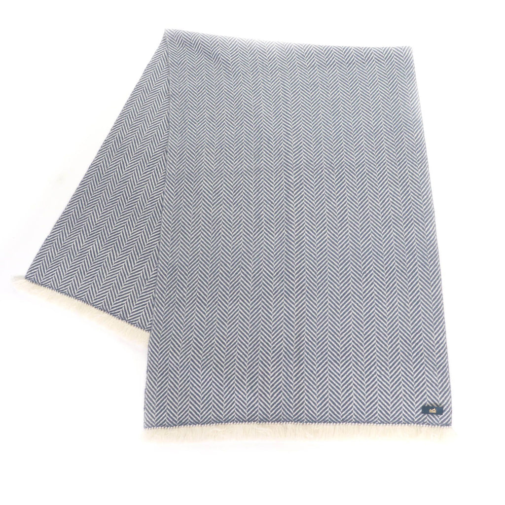 Hermes Cashmere 100% Cowhide Blunt Tag Chevron Pattern Large Scarf Shawl