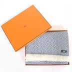 Hermes Cashmere 100% Cowhide Blunt Tag Chevron Pattern Large Scarf Shawl — view 2