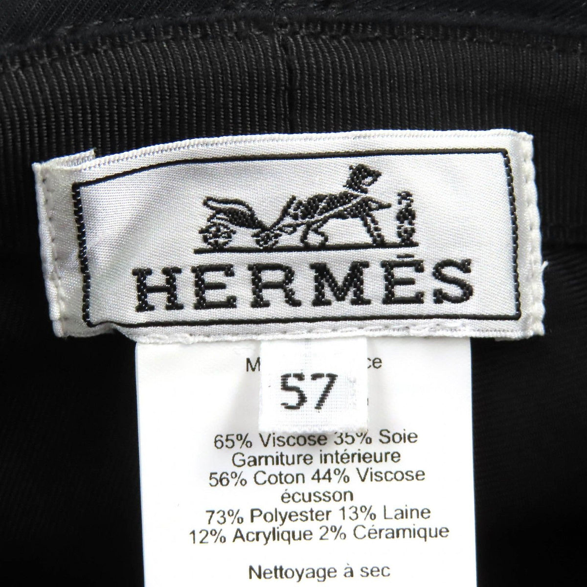 Hermes Harper H Sellier Cotton 100% Bucket Hat Black 57 — view 8