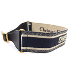 Dior Embroidery Logo Canvas Belt Indigo Blue — view 5