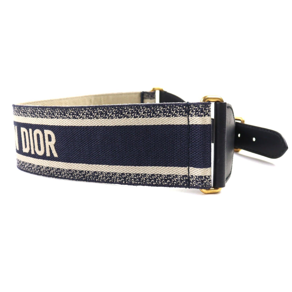 Dior Embroidery Logo Canvas Belt Indigo Blue — view 3