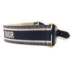 Dior Embroidery Logo Canvas Belt Indigo Blue — view 3