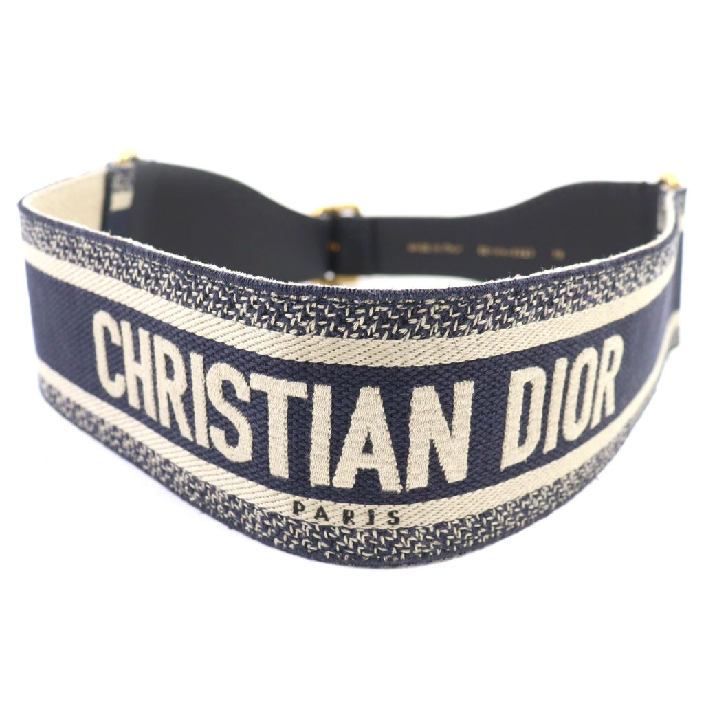 Dior Embroidery Logo Canvas Belt Indigo Blue