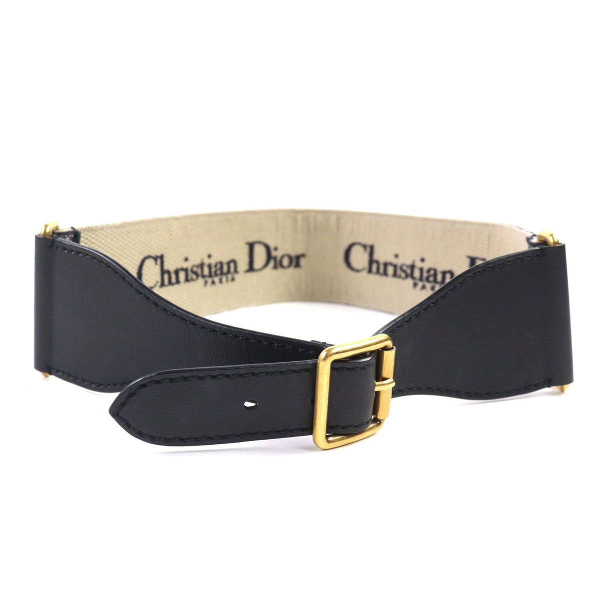 Dior Embroidery Logo Canvas Belt Indigo Blue — view 4
