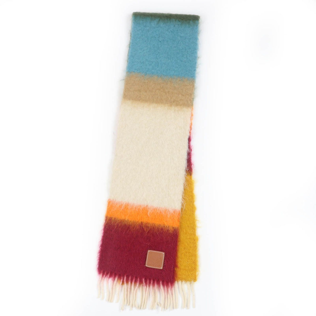 Loewe Mohair Wool Monogram Lambskin with Patch Scarf Fringe Multicolor — view 3