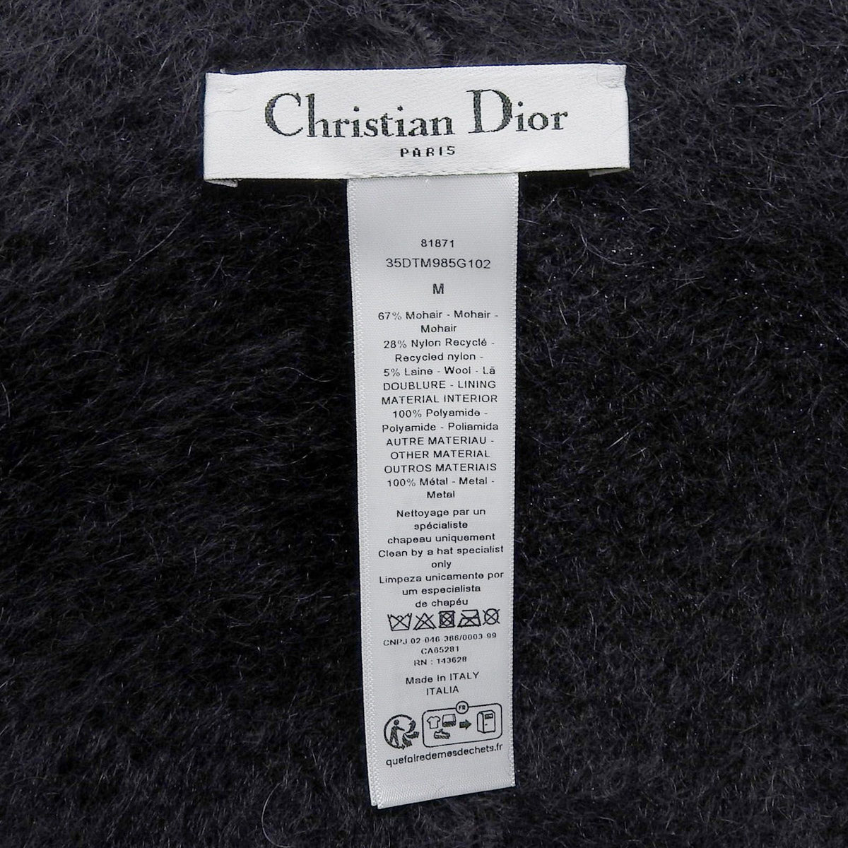 Dior Mohair Blend CD Logo Bucket Hat Black — view 7