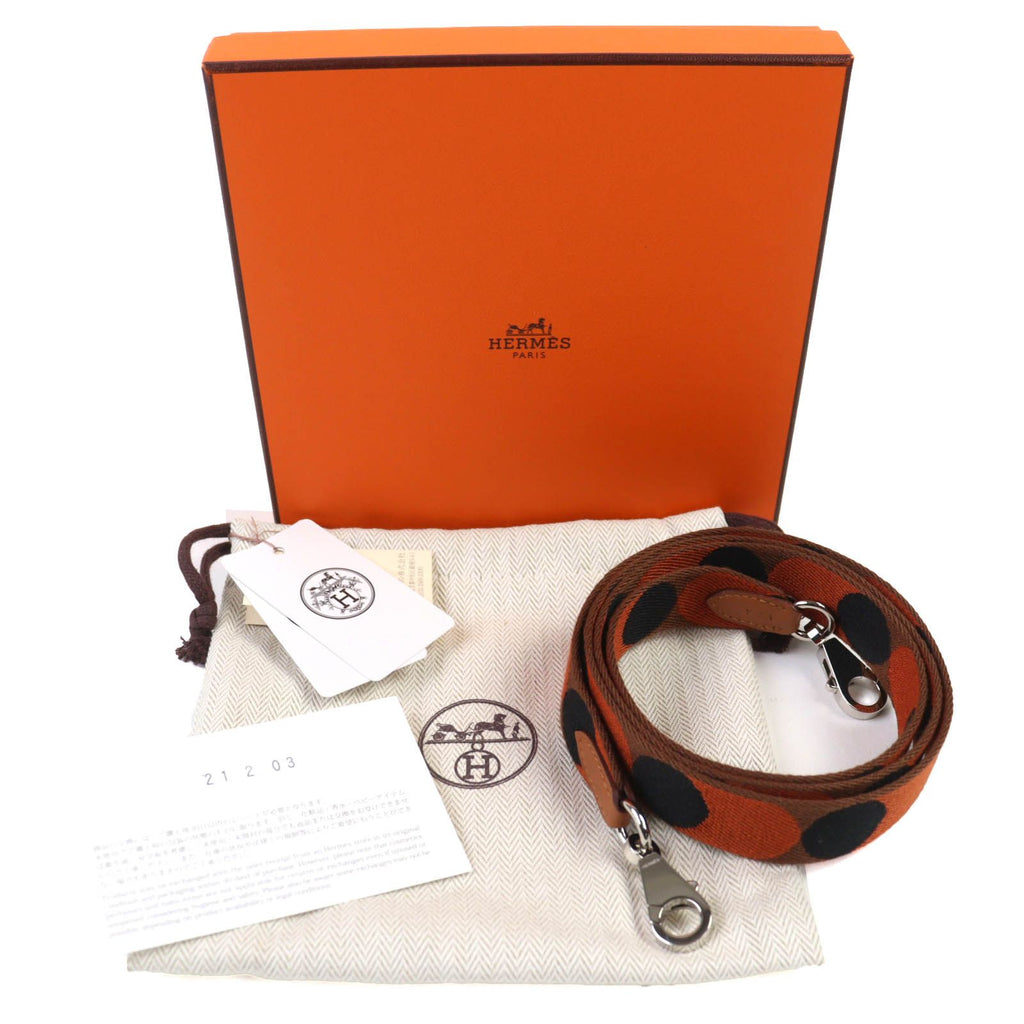 Hermes Sangle Flipper Ball Canvas Leather Silver Shoulder Strap Brown — view 2
