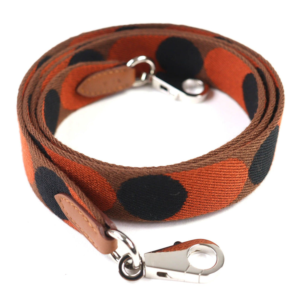 Hermes Sangle Flipper Ball Canvas Leather Silver Shoulder Strap Brown