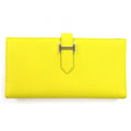 Hermes Bearn Soufflet Veau Epsom Jaune Naple Silver H Logo Bifold Wallet