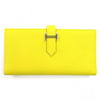 Hermes Bearn Soufflet Veau Epsom Jaune Naple Silver H Logo Bifold Wallet