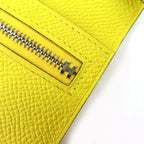 Hermes Bearn Soufflet Veau Epsom Jaune Naple Silver H Logo Bifold Wallet — view 6