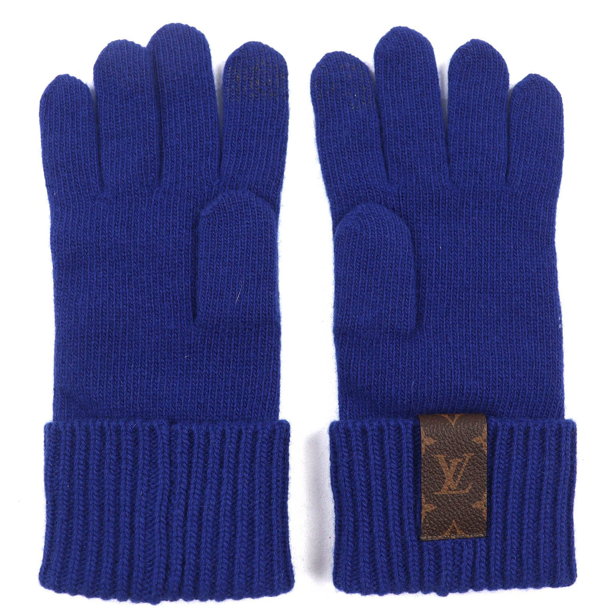 Louis Vuitton Glove Maille LV Medallion Wool 100% Knit Gloves Blue — view 5