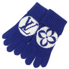 Louis Vuitton Glove Maille LV Medallion Wool 100% Knit Gloves Blue