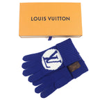 Louis Vuitton Glove Maille LV Medallion Wool 100% Knit Gloves Blue — view 2
