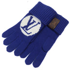 Louis Vuitton Glove Maille LV Medallion Wool 100% Knit Gloves Blue — view 3