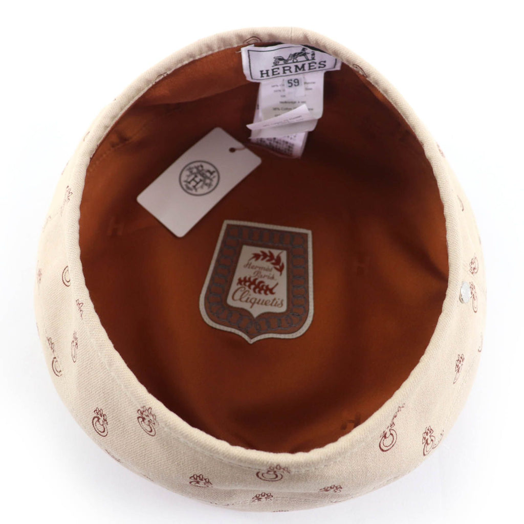 Hermes Saint Honore Cotton Cliquetis Sellier Hat Beret Beige 59 — view 6