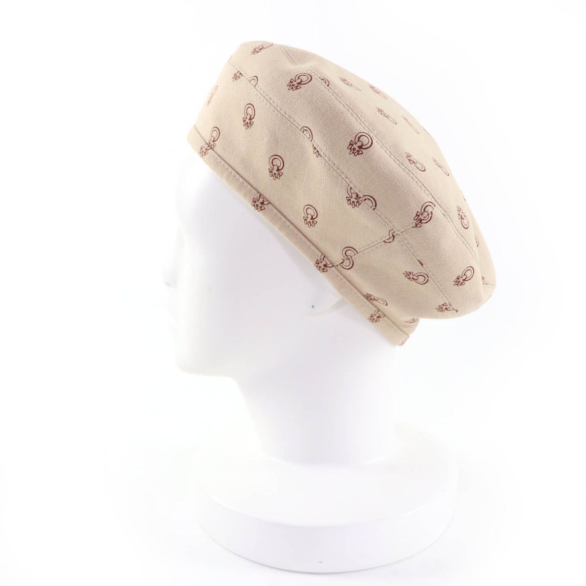 Hermes Saint Honore Cotton Cliquetis Sellier Hat Beret Beige 59 — view 3