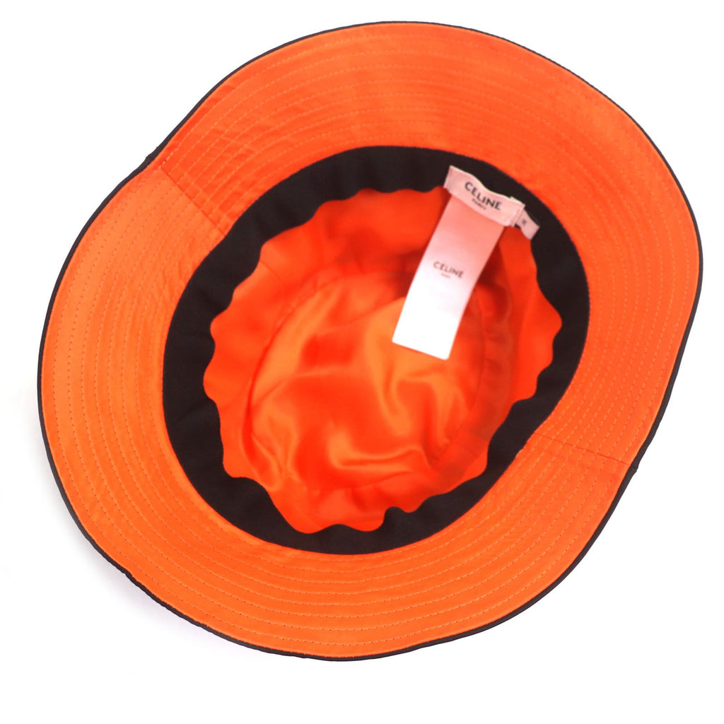 Celine Logo Print Quilted Hat Bucket Hat Black Orange — view 7