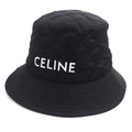 Celine Logo Print Quilted Hat Bucket Hat Black Orange