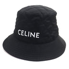 Celine Logo Print Quilted Hat Bucket Hat Black Orange