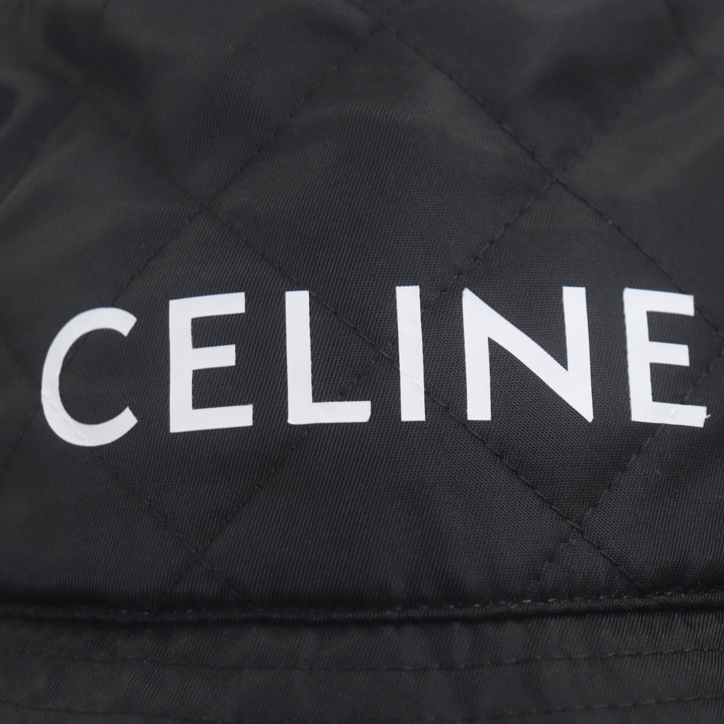Celine Logo Print Quilted Hat Bucket Hat Black Orange — view 6