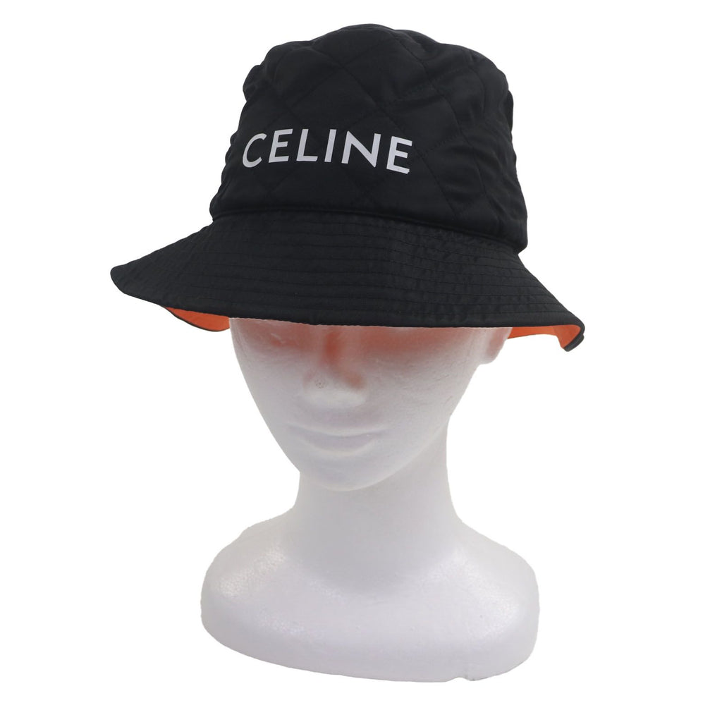 Celine Logo Print Quilted Hat Bucket Hat Black Orange — view 2