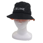Celine Logo Print Quilted Hat Bucket Hat Black Orange — view 2