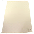 Gucci Wool Silk GG Jacquard Fringe Large Shawl Blanket Light Beige Scarf — view 4