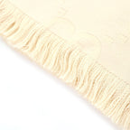 Gucci Wool Silk GG Jacquard Fringe Large Shawl Blanket Light Beige Scarf — view 5