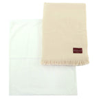 Gucci Wool Silk GG Jacquard Fringe Large Shawl Blanket Light Beige Scarf — view 2