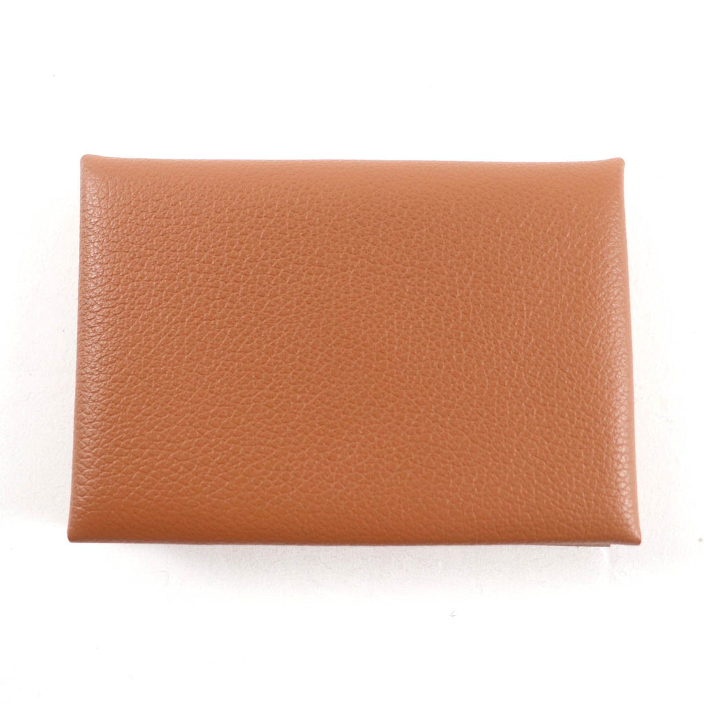 Hermes Calvi Duo Gold Evercolor Coin Purse Card Case — view 3